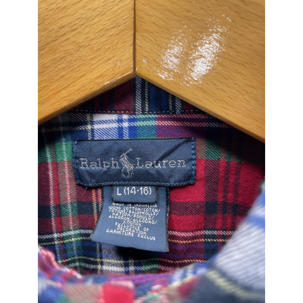 Ralph Lauren Shirt Boys Large 14-16 Plaid Button Down Long Sleeve Pony Embroider - Picture 3 of 9